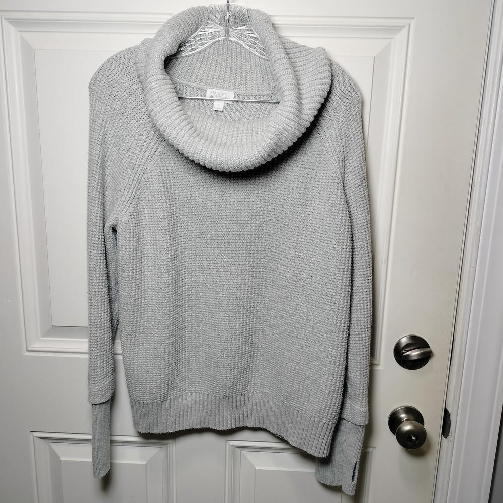Market & Spruce Light Gray Cowl Large Neck Sweater